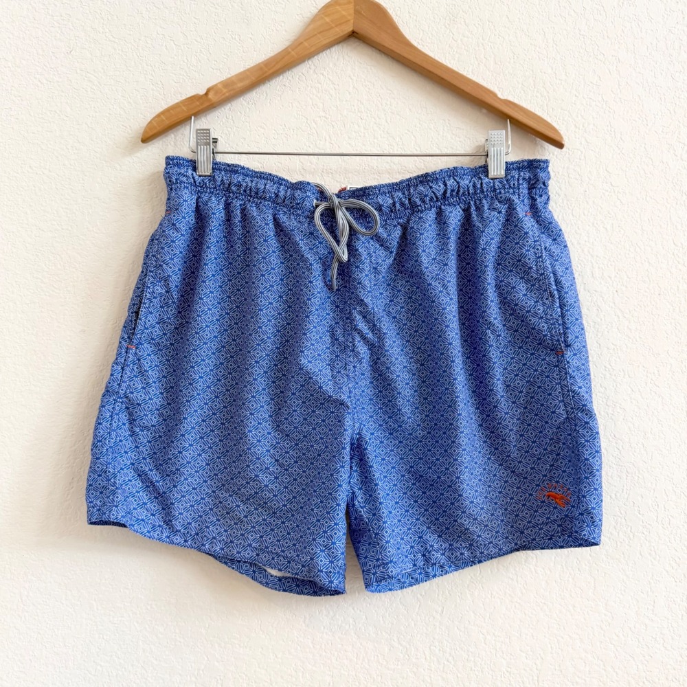 Ted Baker London Loother Blue Geometric Lobster Swim Shorts Trunks Mens Size 4*